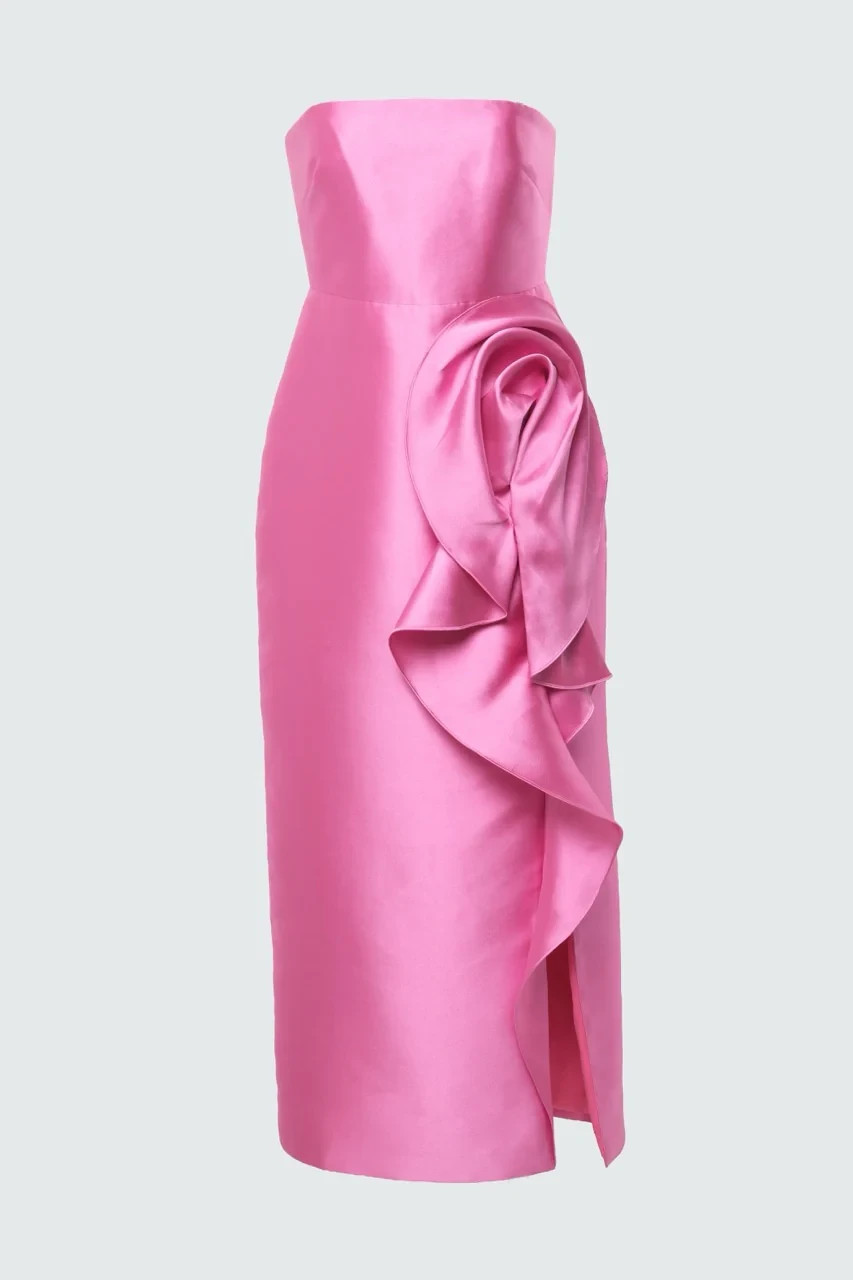 NWT Theia Marla Strapless Sculptural Drape Cocktail Dress Sunlit Pink Size 10