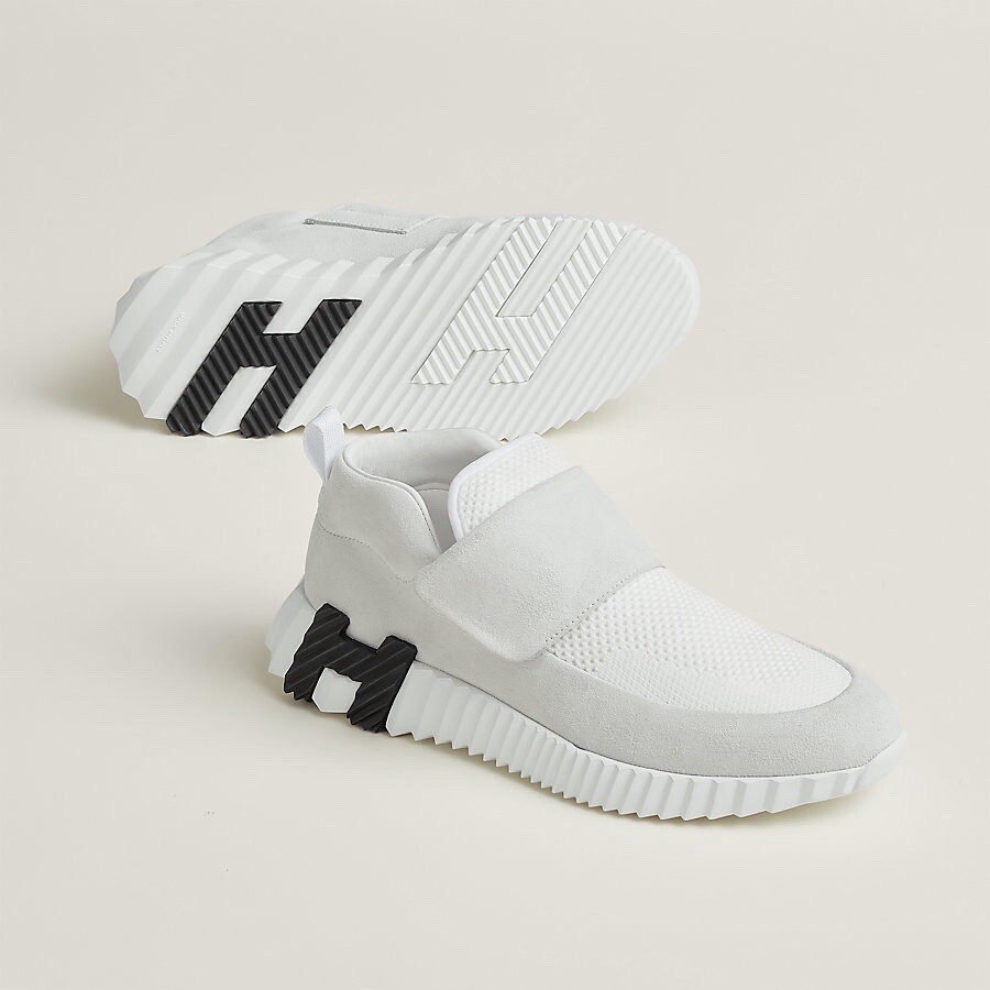 NEW HERMES Bouncing Women H Sneaker Size 37.5 EU H logo Suede Goatskin and Knit