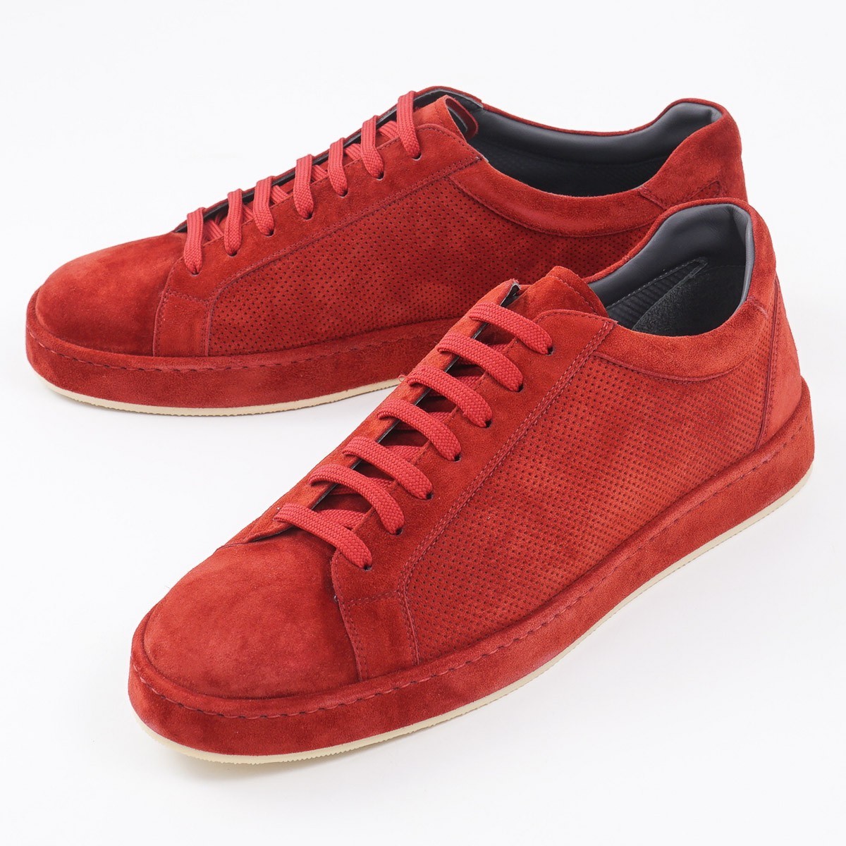 Brett Johnson Red Perforated ‘Cashmere Calf’ Suede Sneaker 9 (Eu 42) Shoes NIB