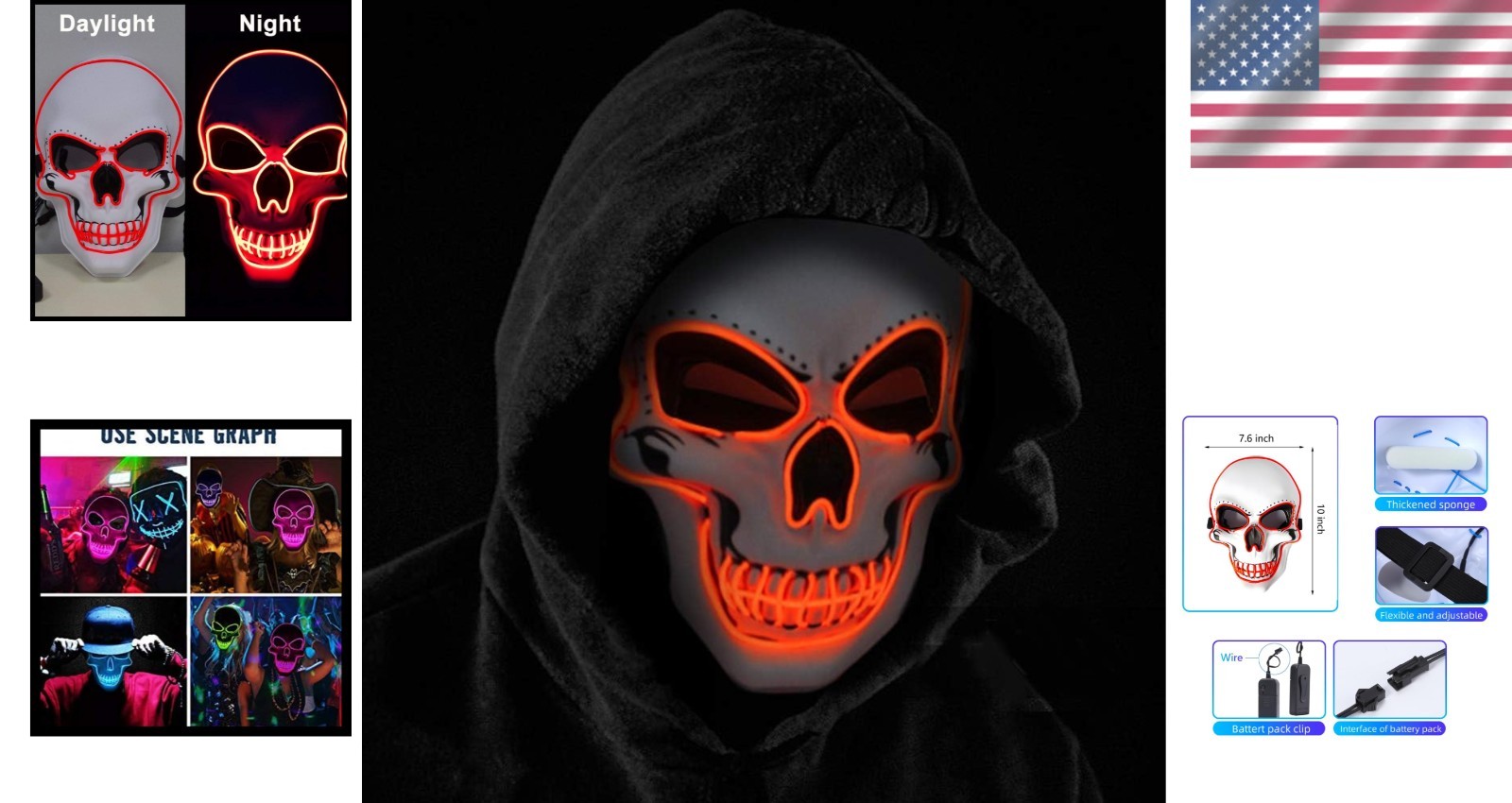 Halloween Scary LED Mask for Parties