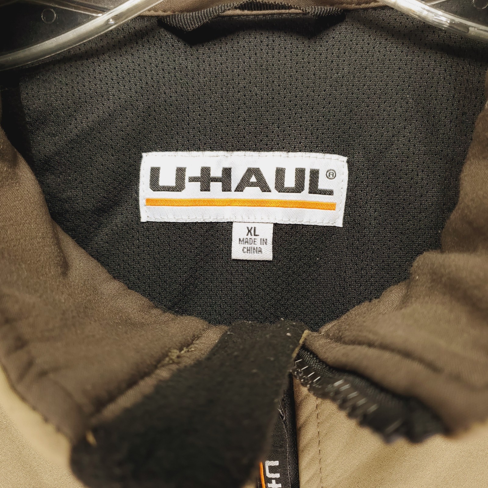 U-HAUL Jacket Mens XL Beige Brown Reflective Full Zip Softshell Workwear