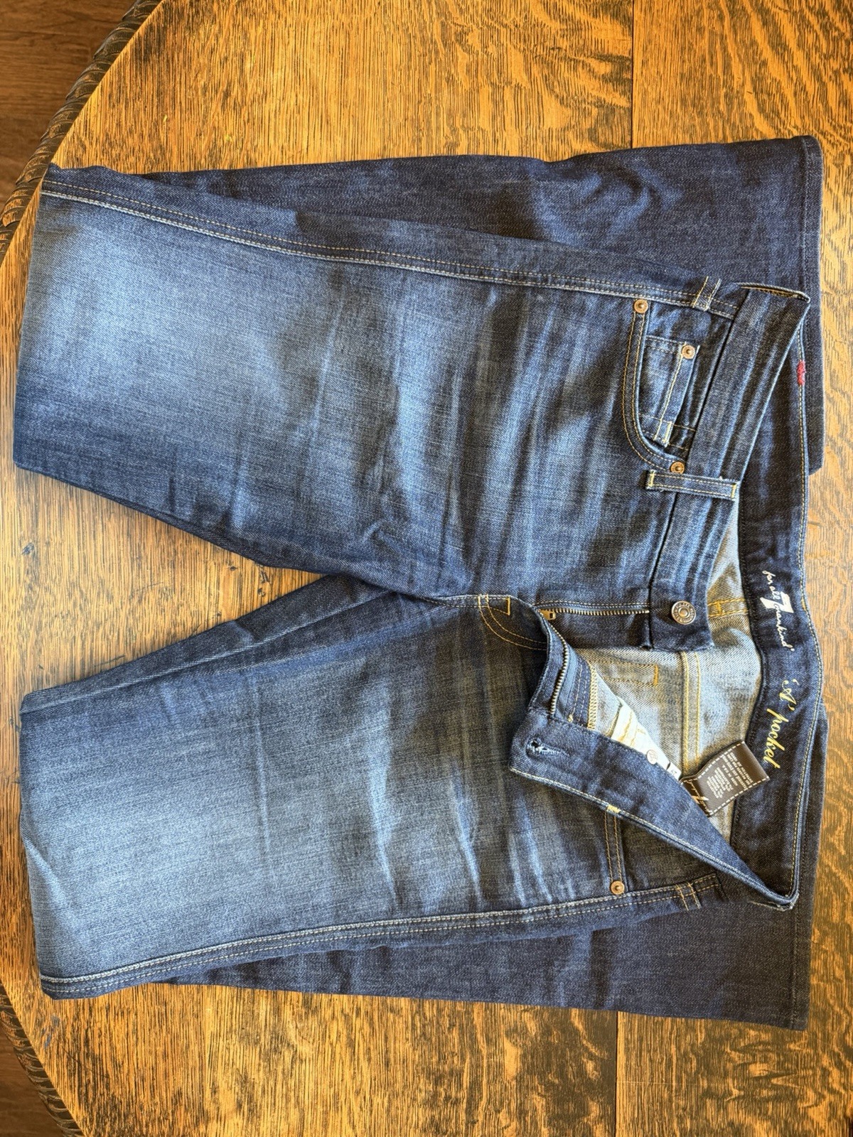 7 For All Mankind A Pocket Flare Jeans Size 29 Dark Wash Contour Waist