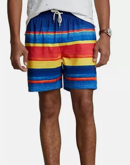 Polo Ralph Lauren Traveler Blue Yellow Electric Stripe Swim Trunks Sz 2XL NWT