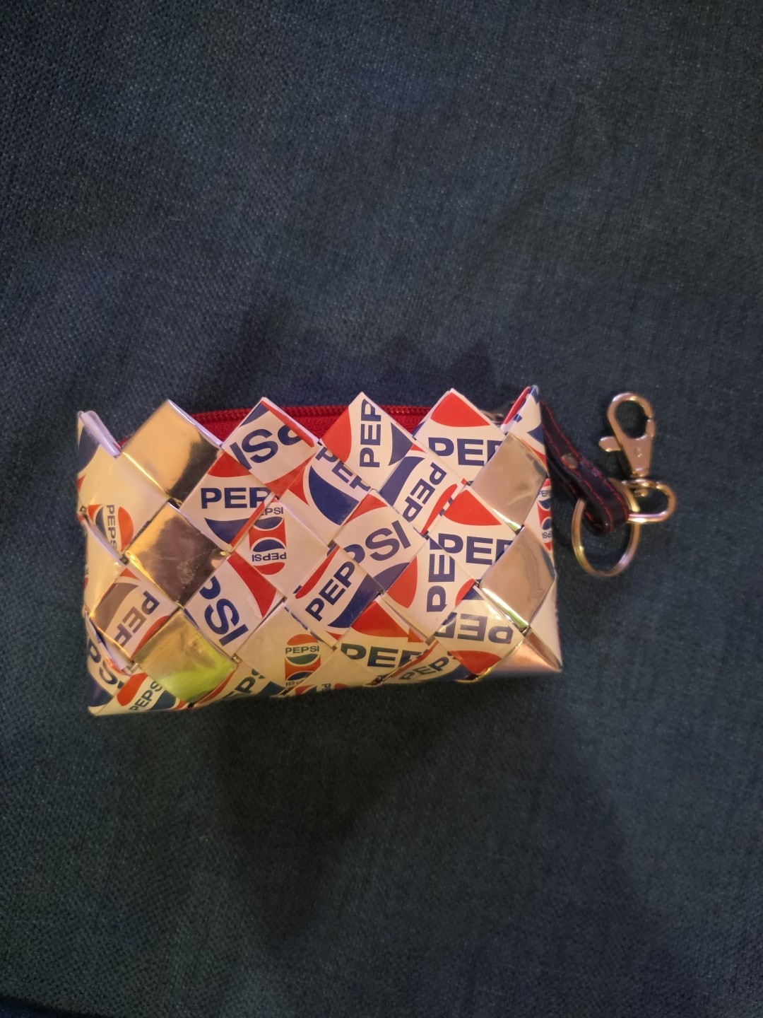 Pepsi Branded NAHUI OLLIN Candy Wrapper Coin Purse Red White Blue handmade Small
