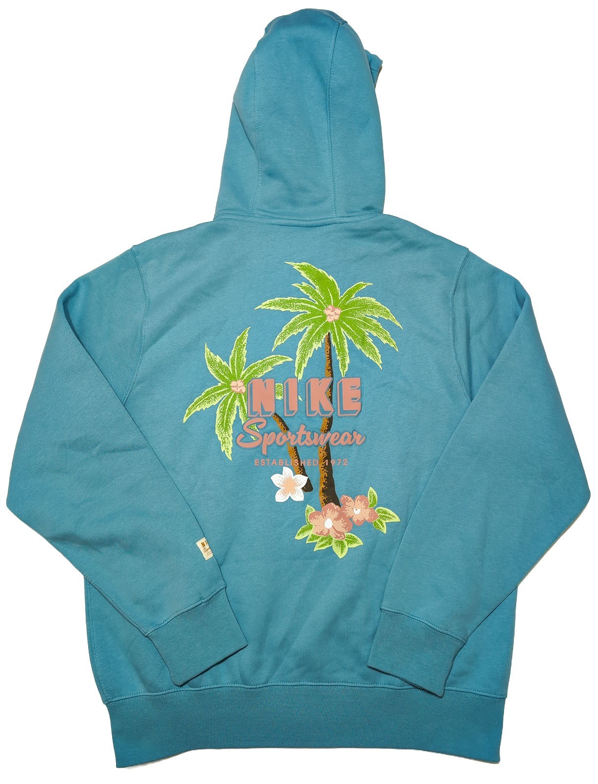 NIKE Sportswear Full Zip Hoodie Tropical Floral Palms HV4614 Blue Large L ~ New