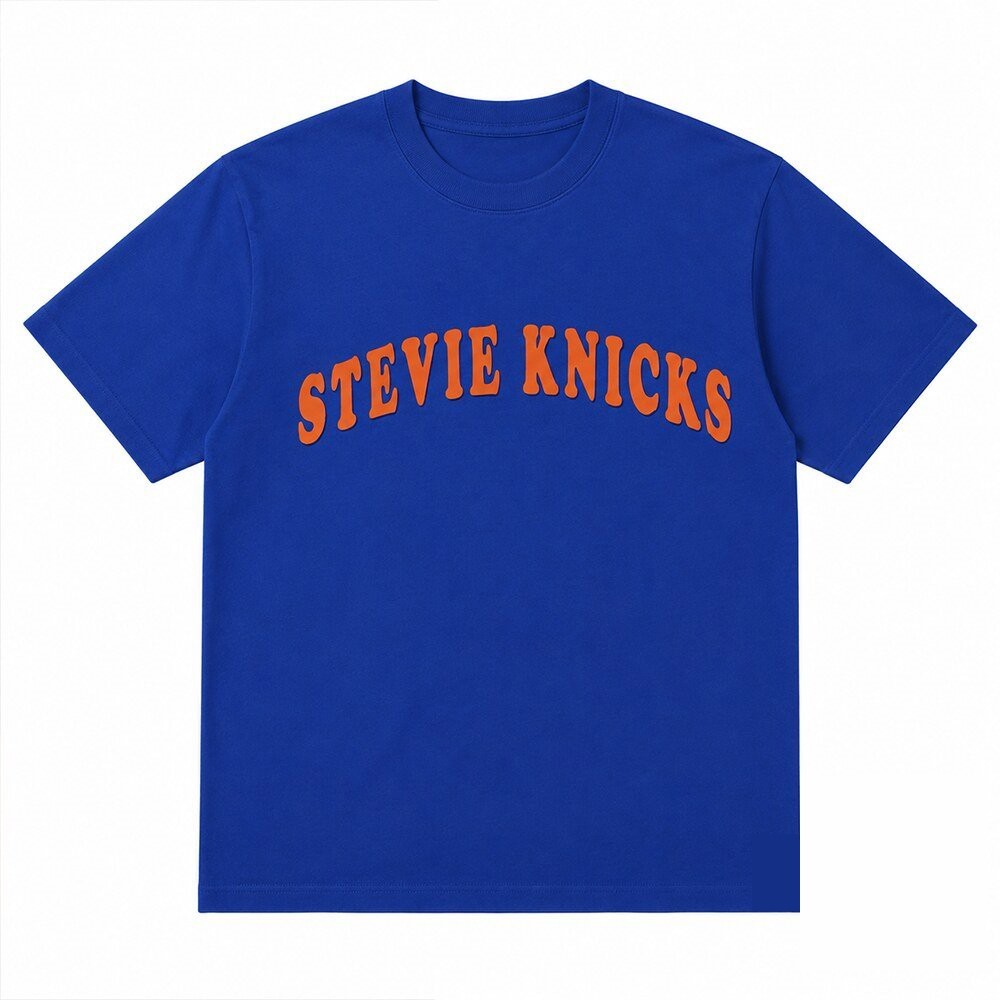 Stevie Knicks Shirt 2026 Game 4 Orange Text Royal Blue Graphic Men Women Tee