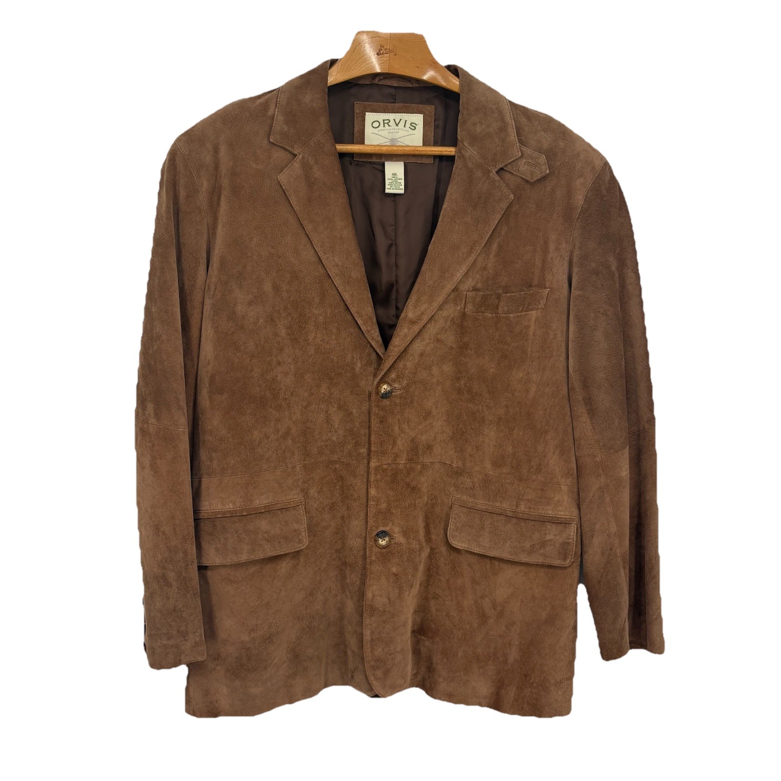 Orvis Mens Blazer Cut Suede Jacket 48L Brown Outdoor Old Money Preppy Heritage