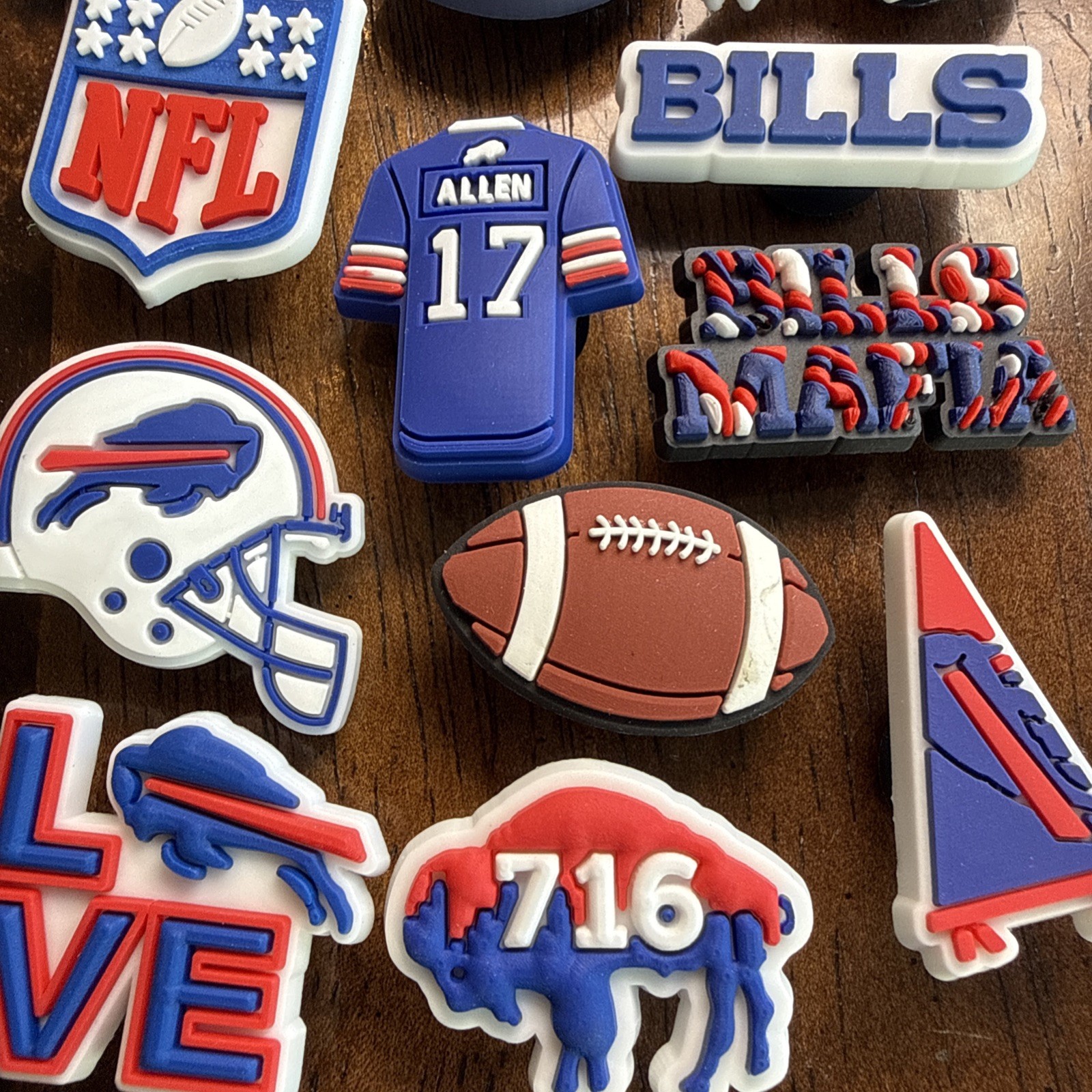 12-Pack Buffalo Bills Shoe Charms Mafia NFL Josh Allen Helmet Fan Charm