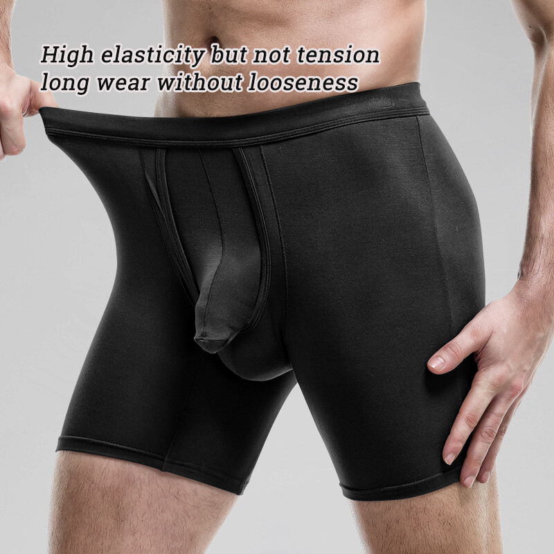 Mens Long Underwear Separate Ball Pouch Breathable Comfort Sports Boxer Trunks