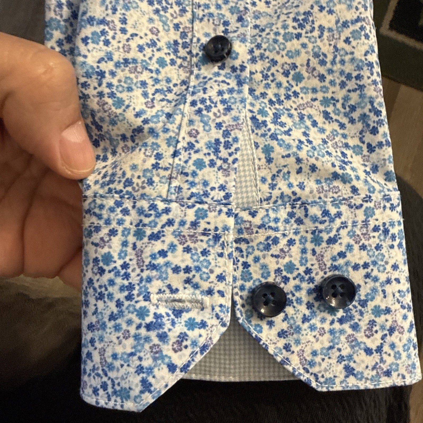 Tallia Blue Tones and White Button Down Shirt-Size Small/ 14-14.5 32/33 Arms