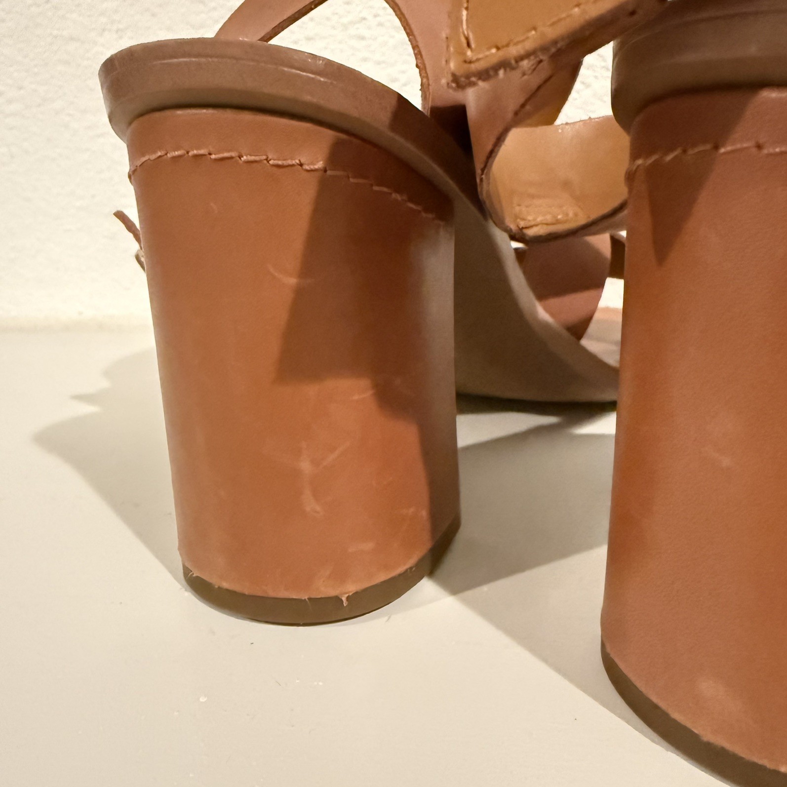 Franco Sarto Cache Womens 10M Brown Leather Block Heel Slingback Sandals Strappy