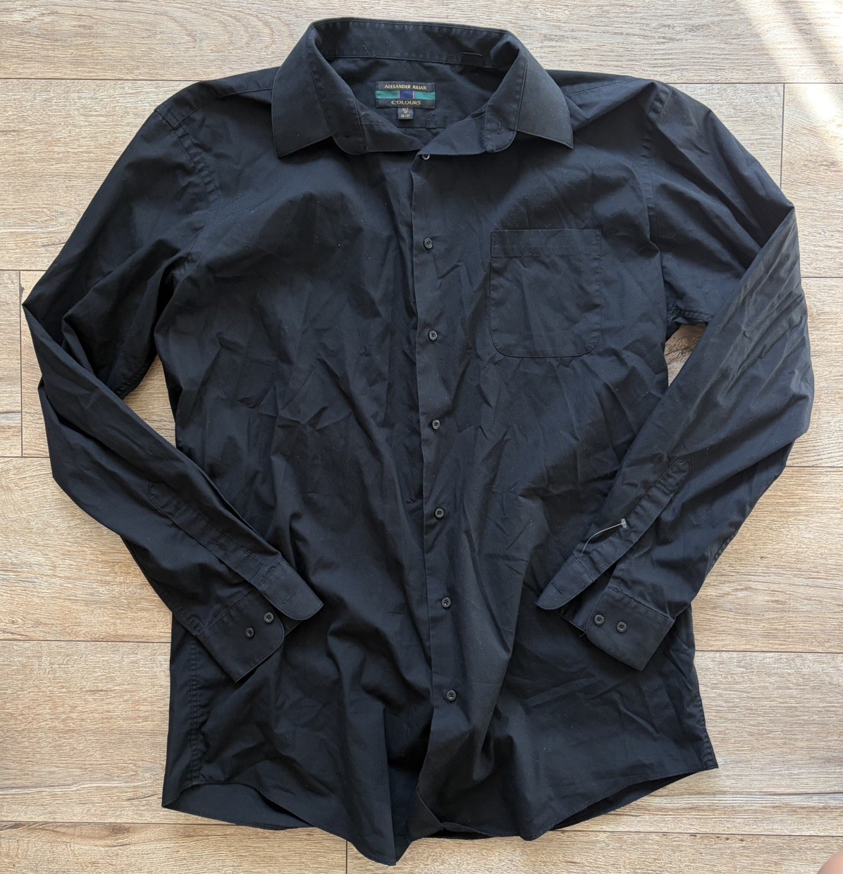 Men’s Alexander Julian Colours 2XLTall Black Long Sleeve Shirt 18, 36-37 Tall