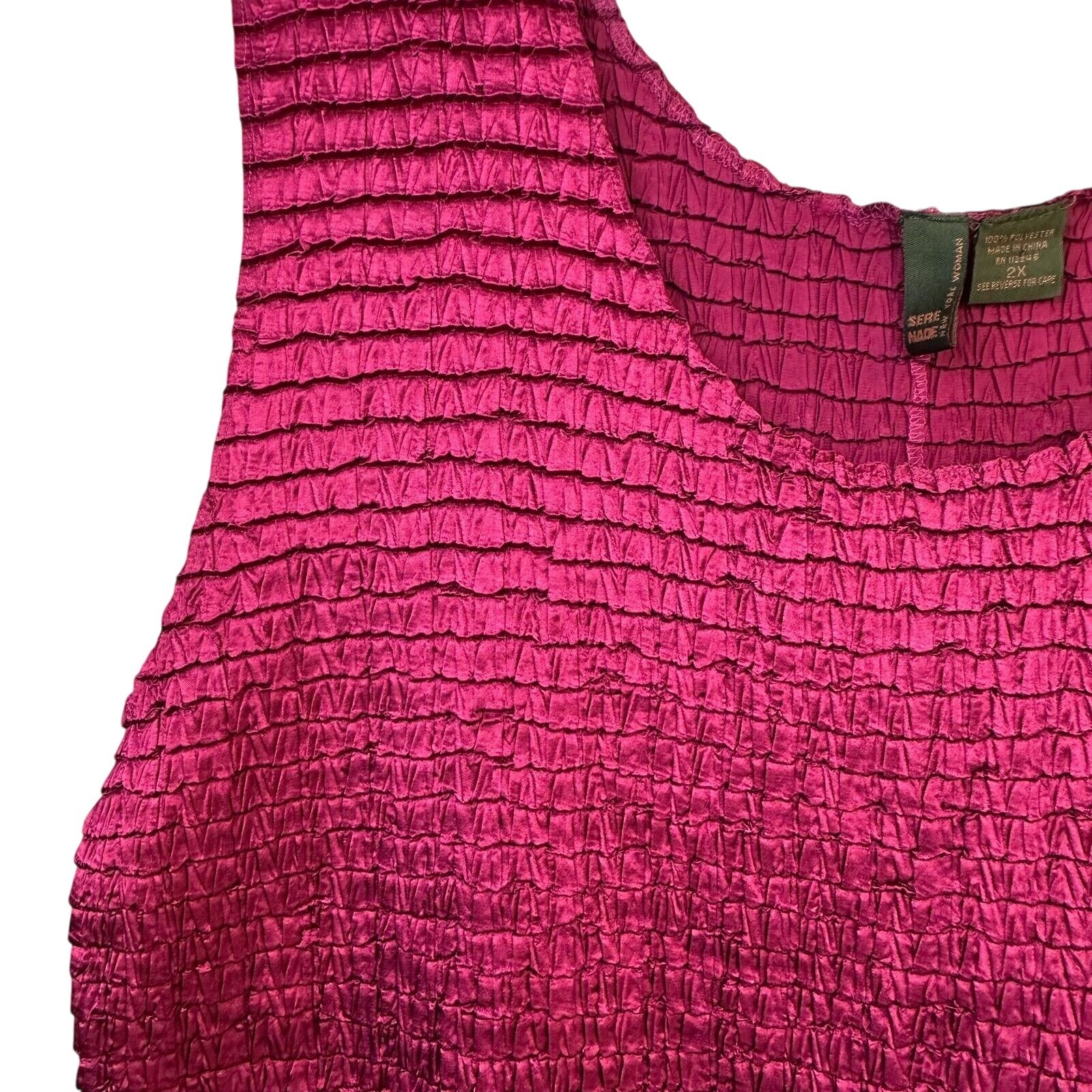 Raspberry lightweight stretchy crinkle tank top shirt by Sere Nade sz 2X