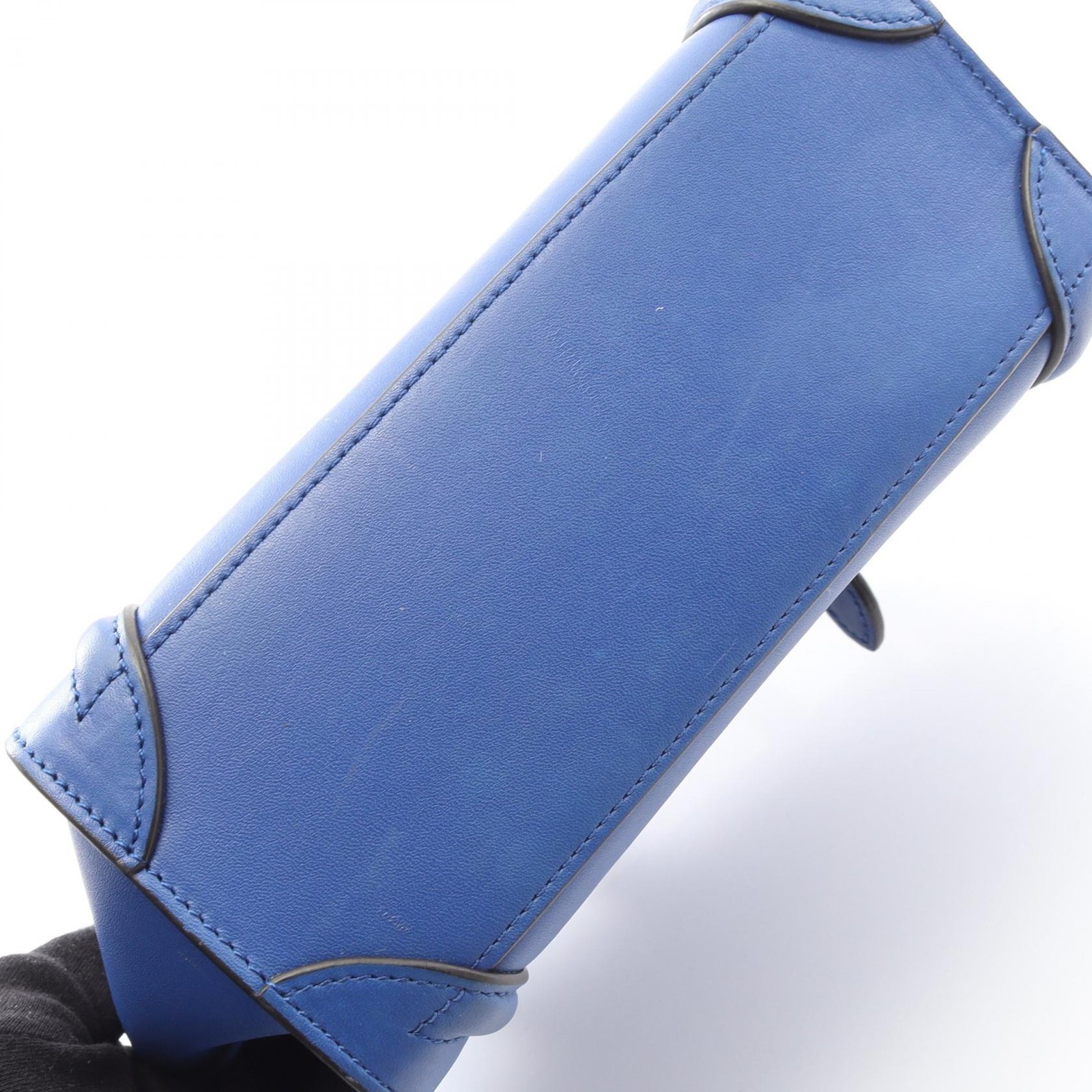 CELINE Luggage Nano Shopper Shoulder Crossbody Handbag 168243 leather Blue Used