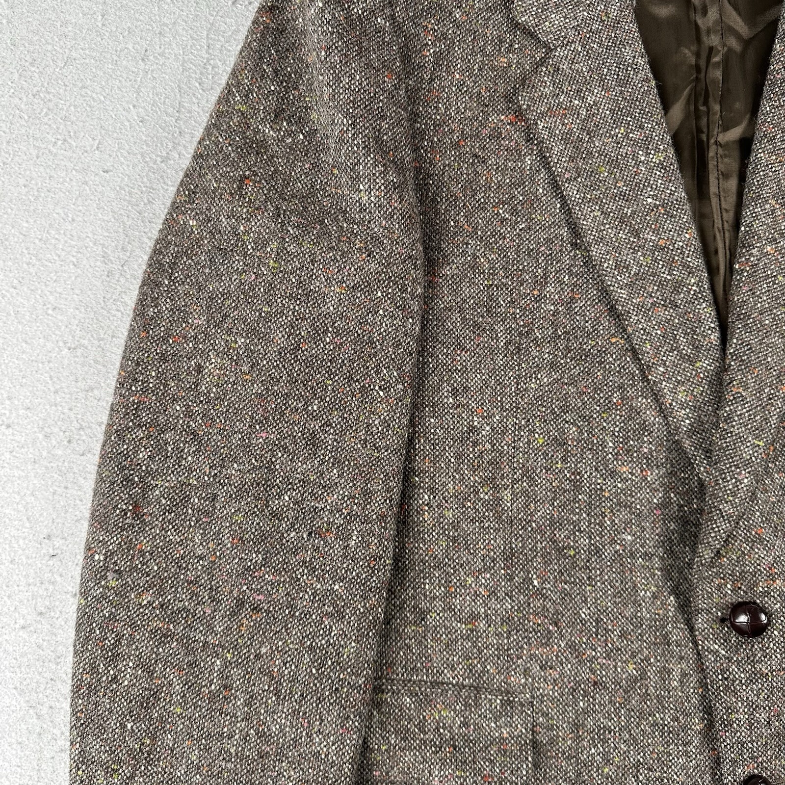 John Molloy Blazer Men’s 40 Long Brown Donegal Tweed Wool Jacket 2 Button
