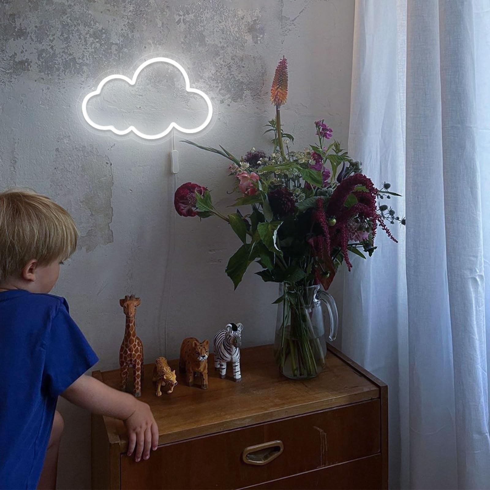 Cloud Neon Sign Cute White Clouds LED Light Sign for Wall,13 * 7.9IN Dimmable…