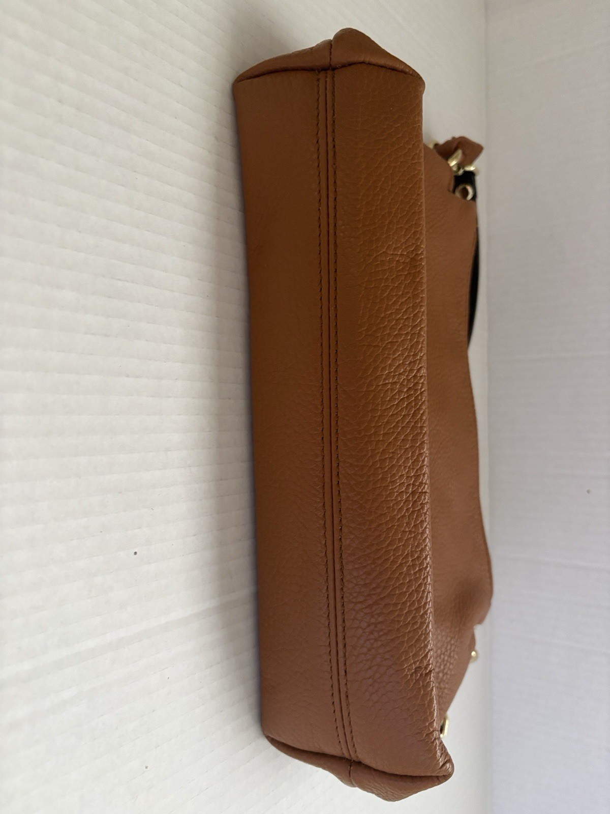 Valentina Italia Brown Leather Shoulder Bag Dark Brown Strap and Gold Hardware.