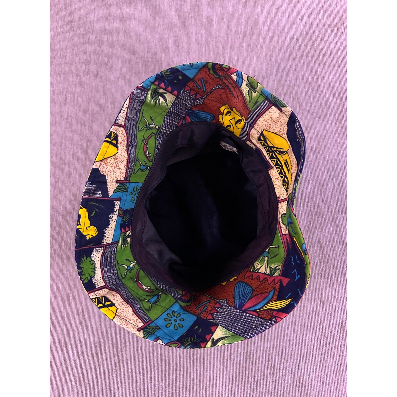 Vintage Style Multi Color Graphic Print Bucket Hat Tropical Tribal Streetwear