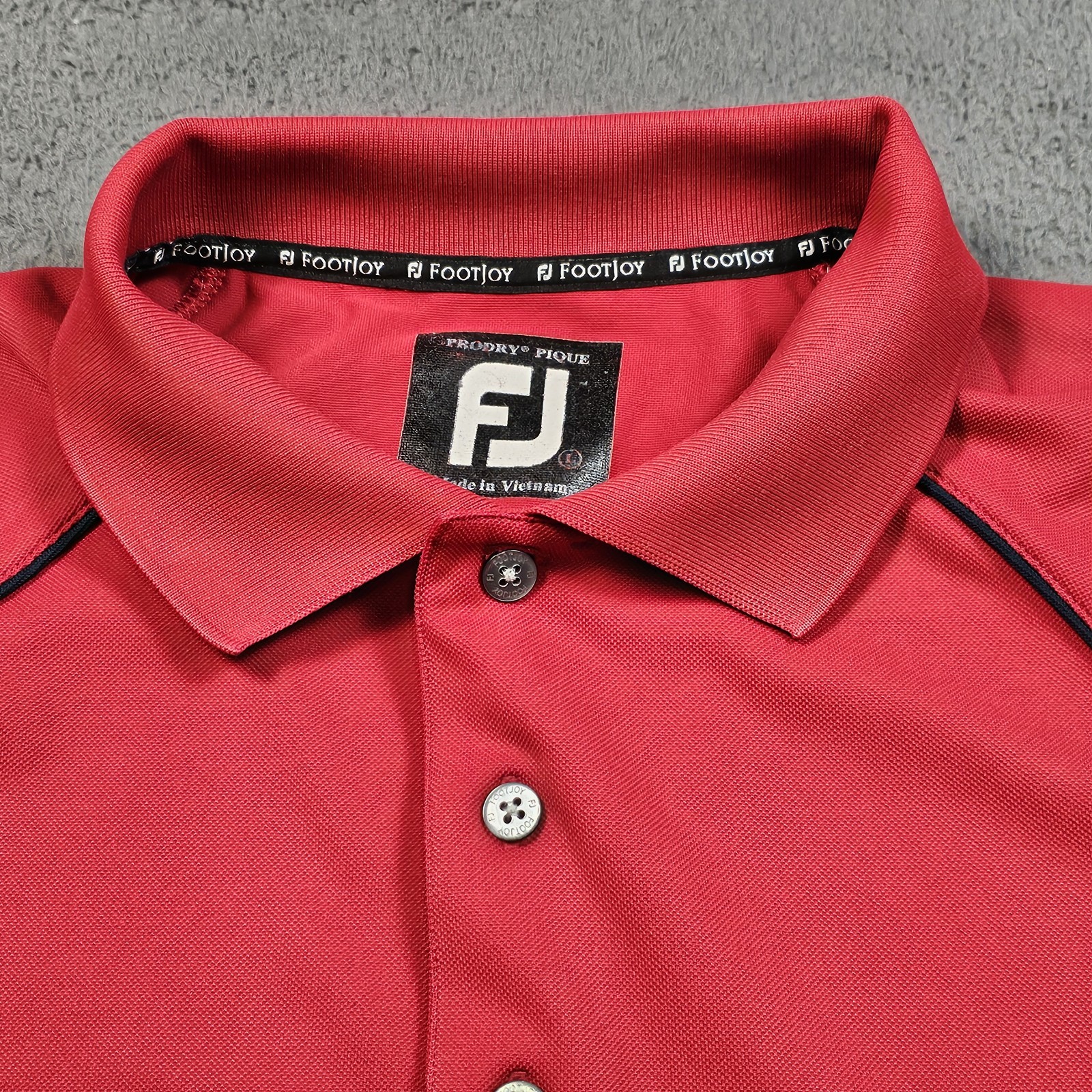 Footjoy Golf Polo Mens Large Red with black trim Golf Polo Performance Shirt