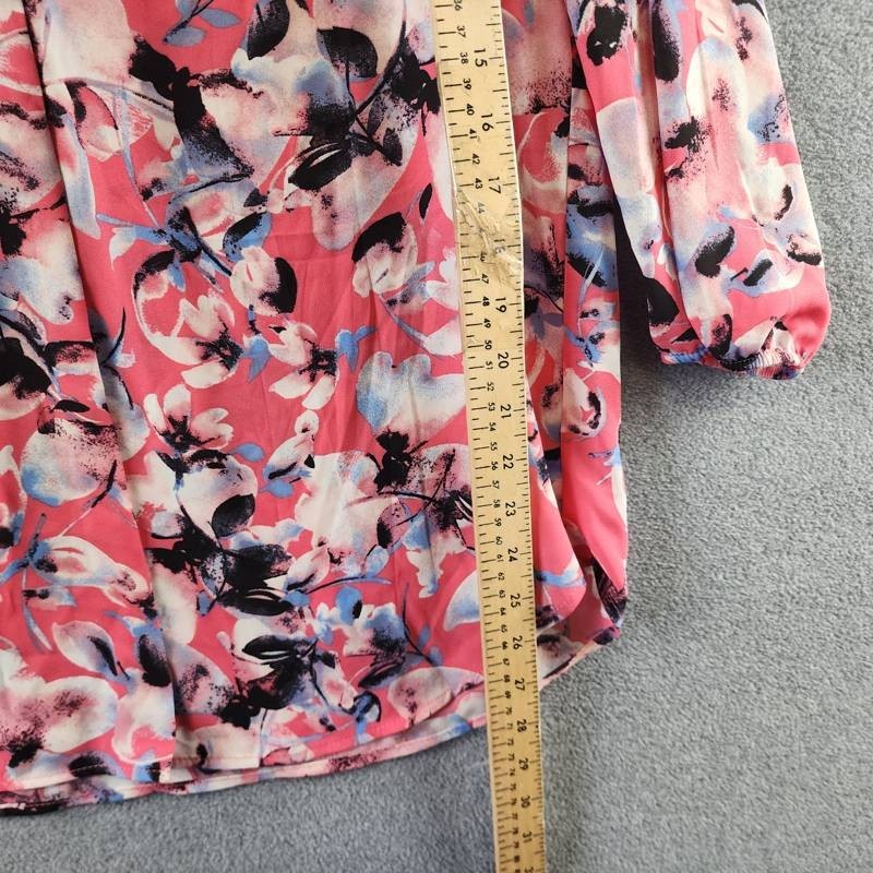 Jones New York Kelly Printed 3/4-Sleeve Tunic Blouse Women’s L Fresh Guava Multi