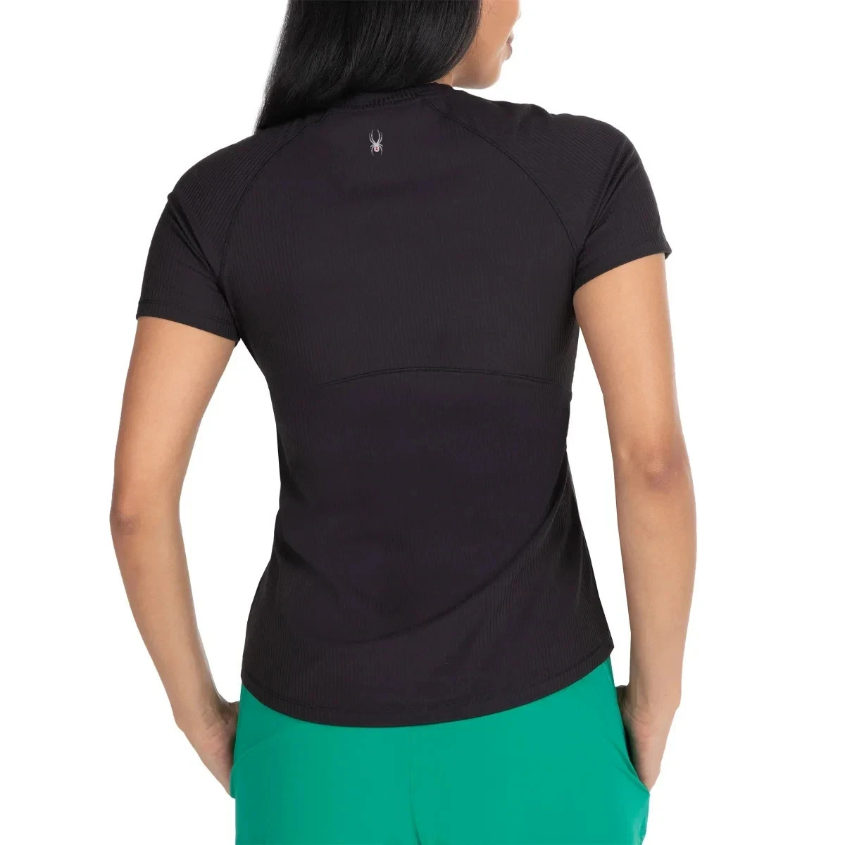 Spyder Women’s Active Ribbed Short Sleeve Tee, Black, Size M