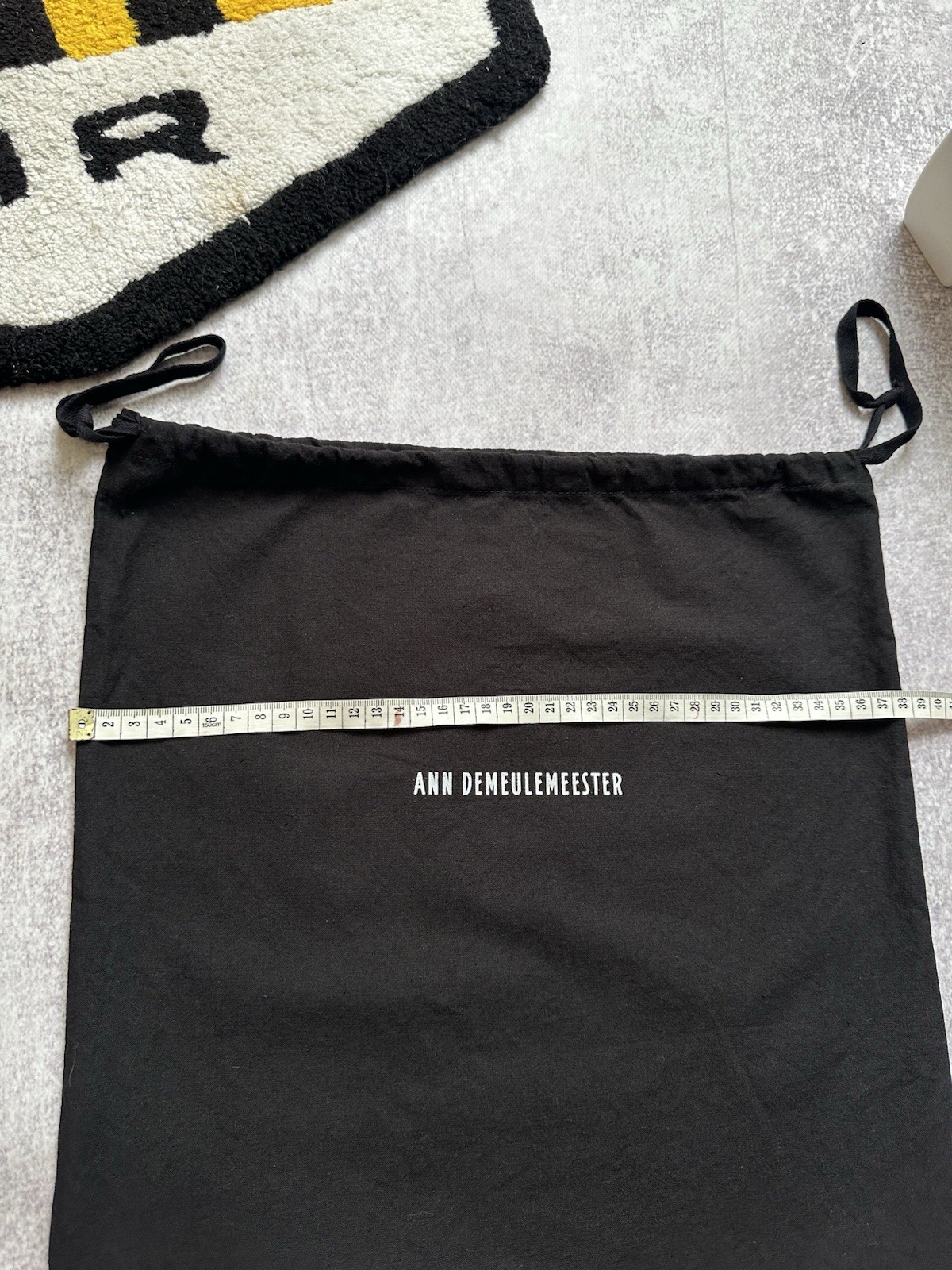 Ann Demeulemeester Black Drawstring Dustbag Shoe Bag Cotton Authentic Logo