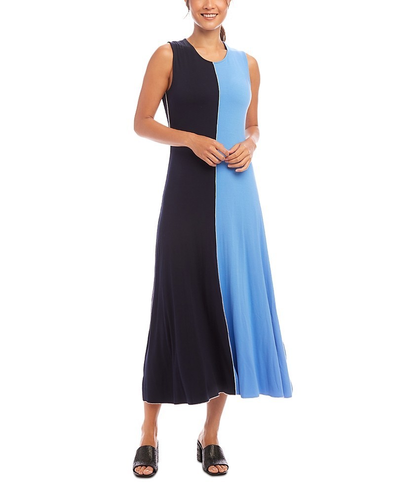 Karen Kane Color Blocked Midi Dress Women’s M Blue/Navy Round Neck Pullover