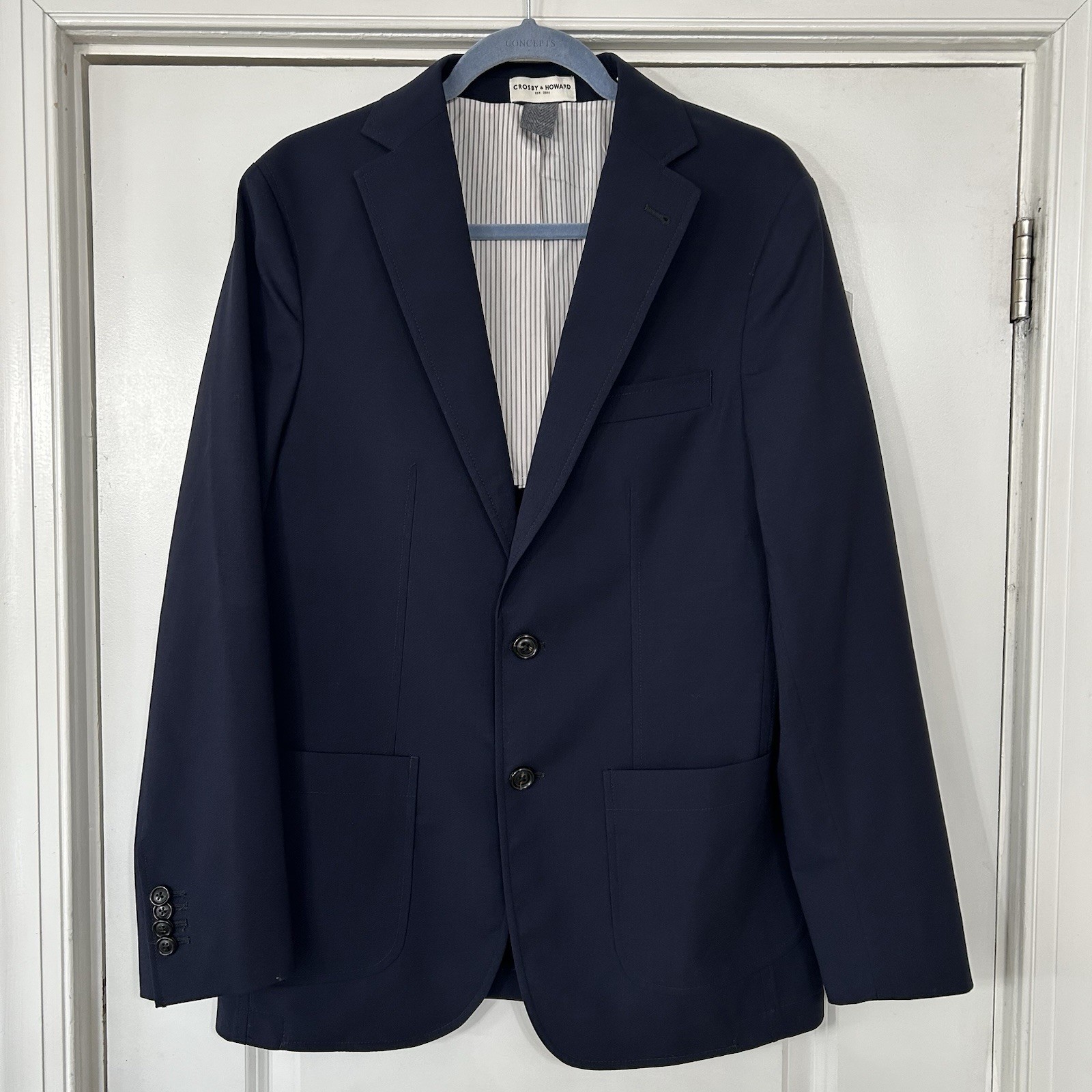 Crosby Howard Unstructured Blazer Men’s M Tollegno 1900 Wool Stretch Navy