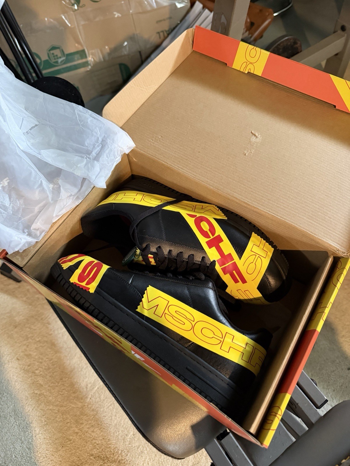 MSCHF TAP3 Sneaker Black/Yellow/Red Leather Men’s 2022 mschf-007