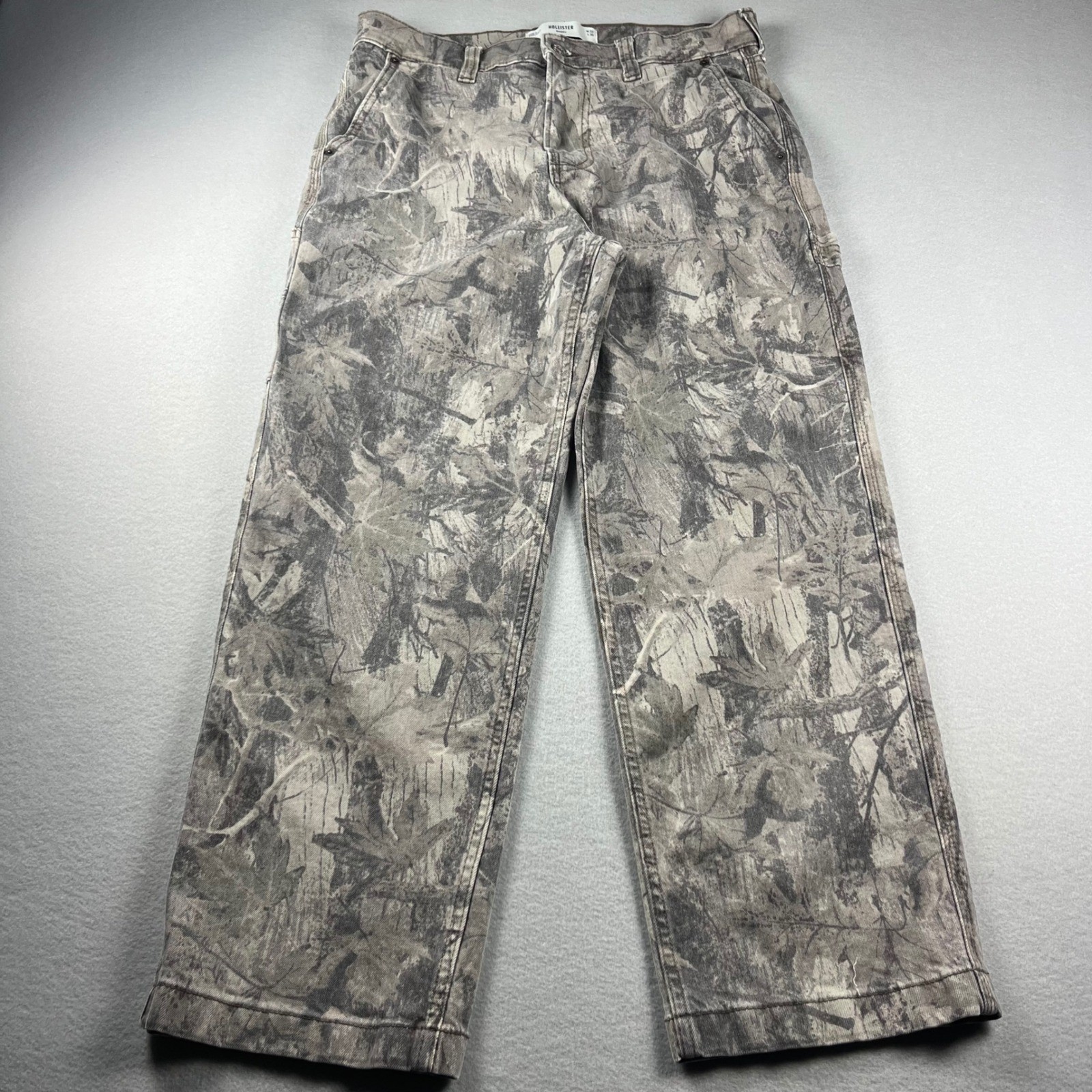 Hollister Mens Camo Baggy Carpenter Pants 32×30 Cotton Utility Workwear Grunge