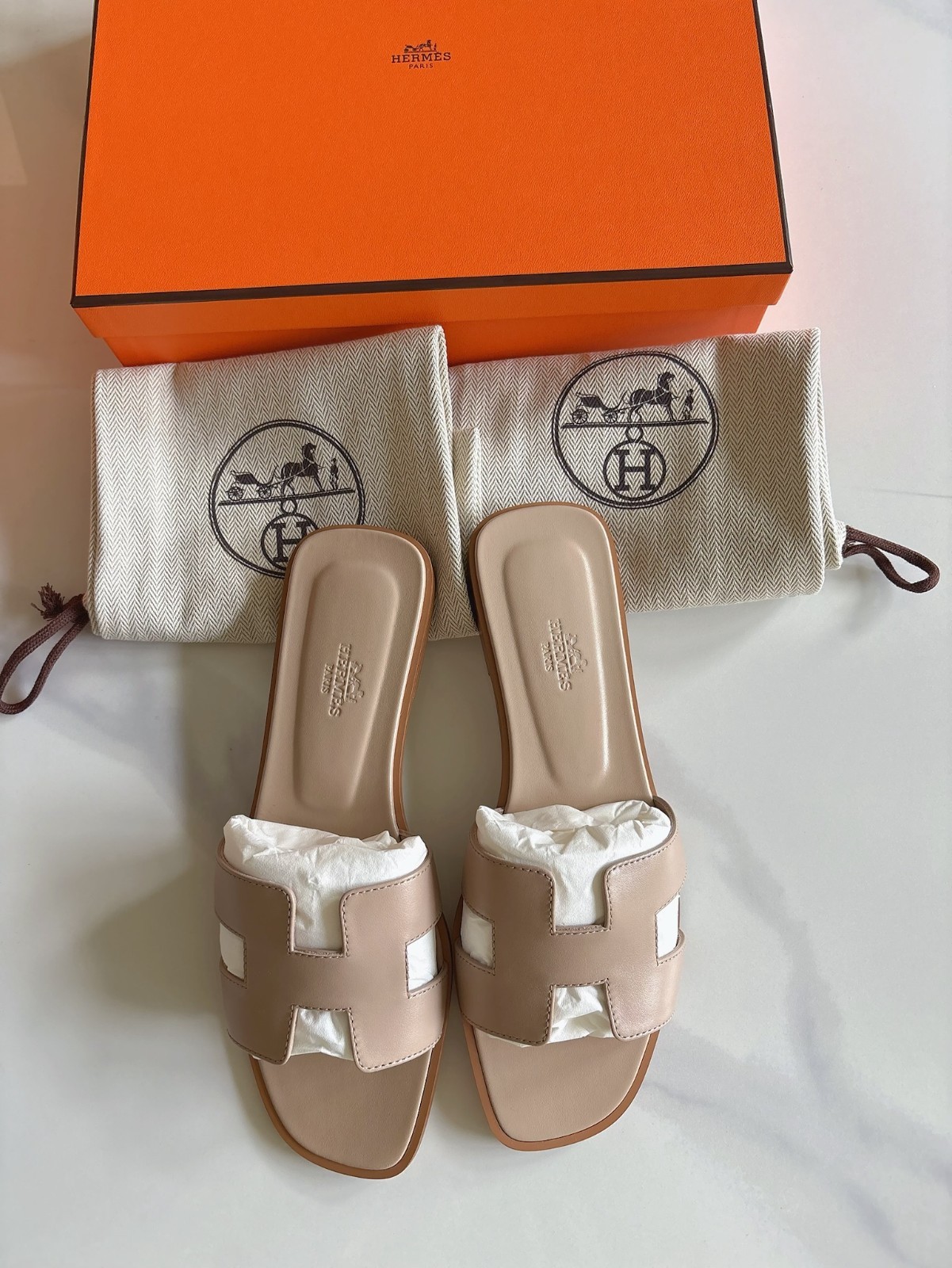 brand new hermes oran sandal beige cream camel nude multiple size 37 38 39 40 41