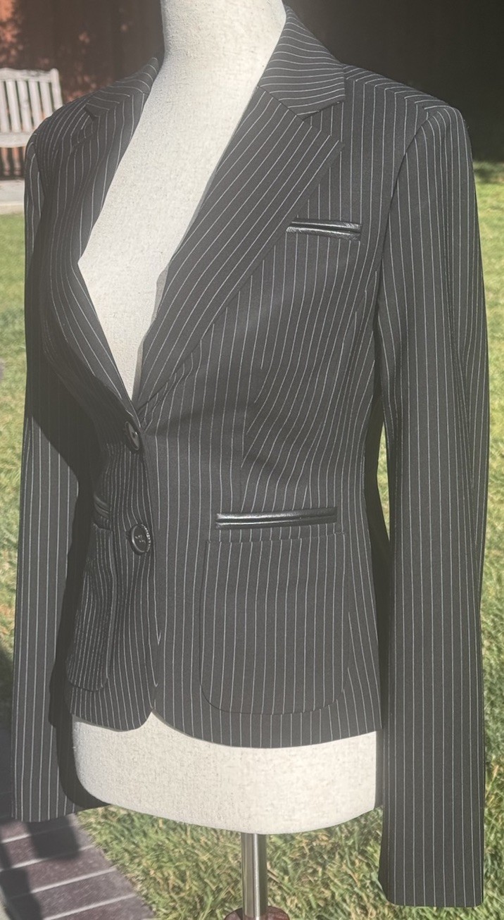 Vintage Rock & Republic Wool Silk Pinstripe Fitted Blazer 00P Y2K Rocker Chic