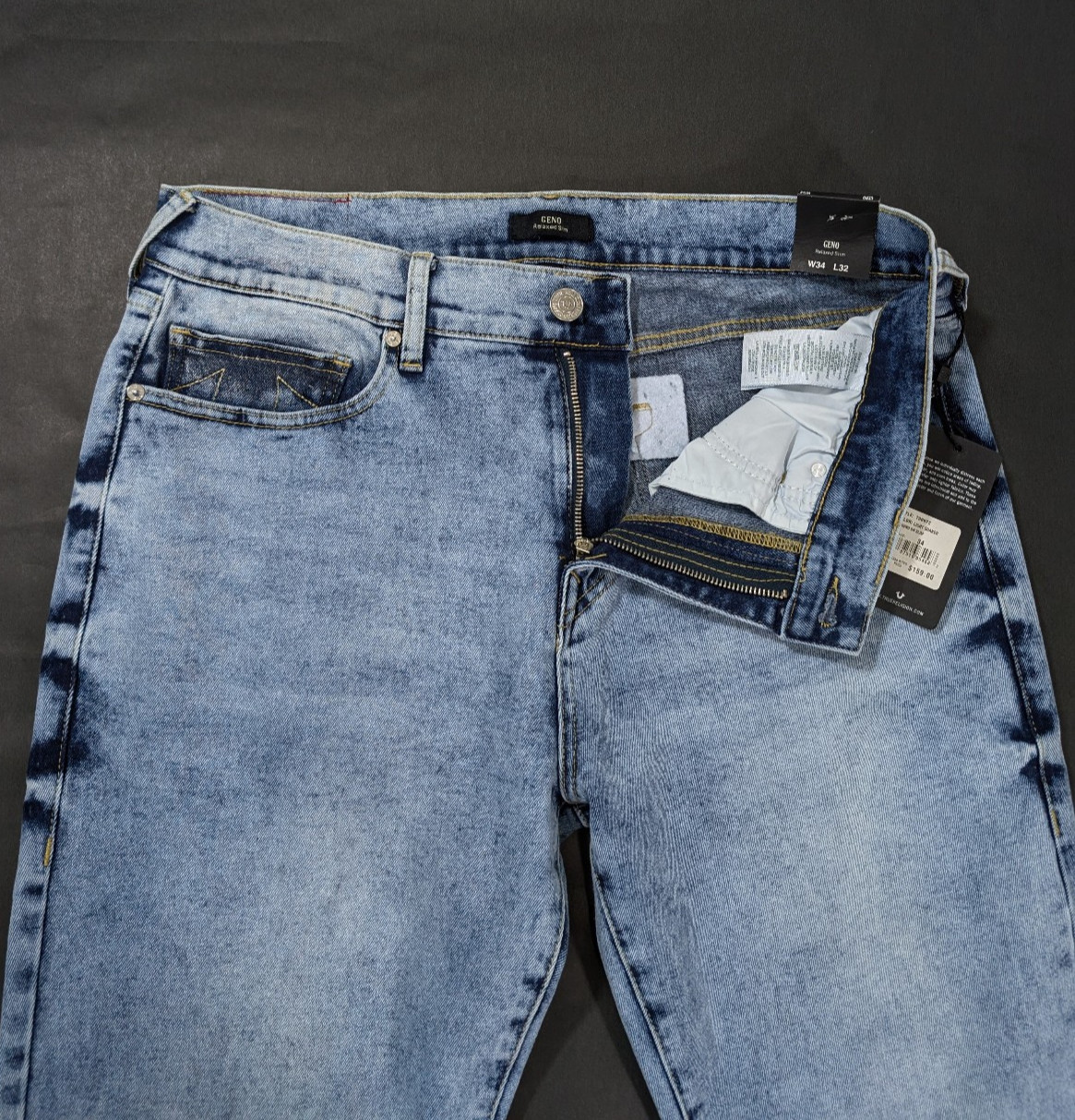 $159 True Religion Men`s Geno Relaxed Slim Jeans Men`s Size 36×32 38×32
