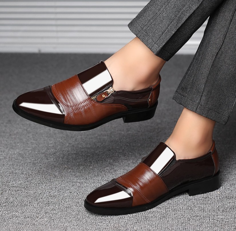 Mens Faux Leather Pointed Toe Oxfords Loafers Business Formal Dress Suit Shoes