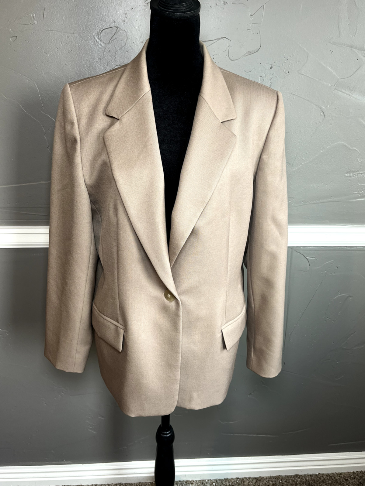 Pendleton Blazer Women’s Size 14 Petite Beige 100% Virgin Wool Dressy Career