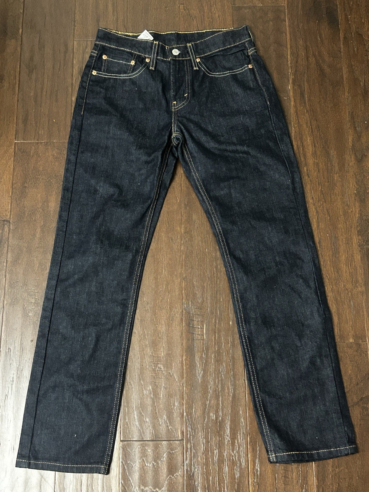 Levi’s Straight Jeans Dark Blue Denim Button Zip Logo Accents Regular Fit