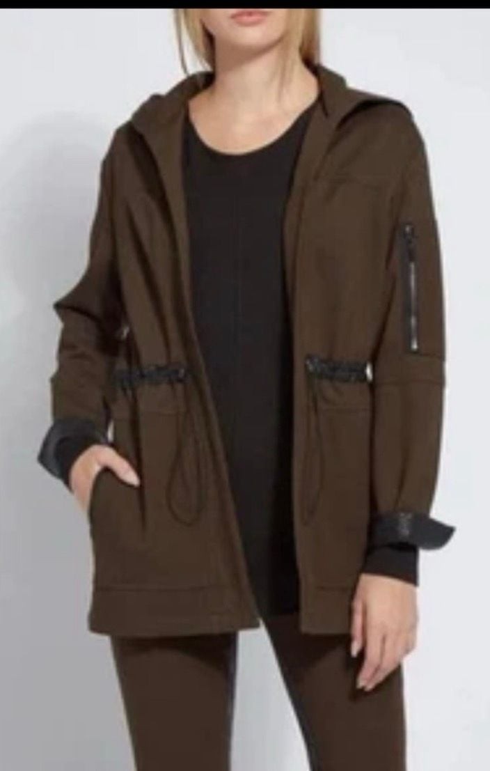 Lyssé Hibernation Hooded Parka Jacket with Faux Snakeskin Trim