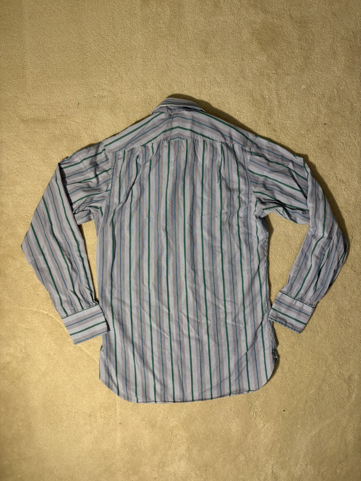 Turnbull & Asser Dress Shirt Mens 14.5- 37 Blue & Green Stripe England