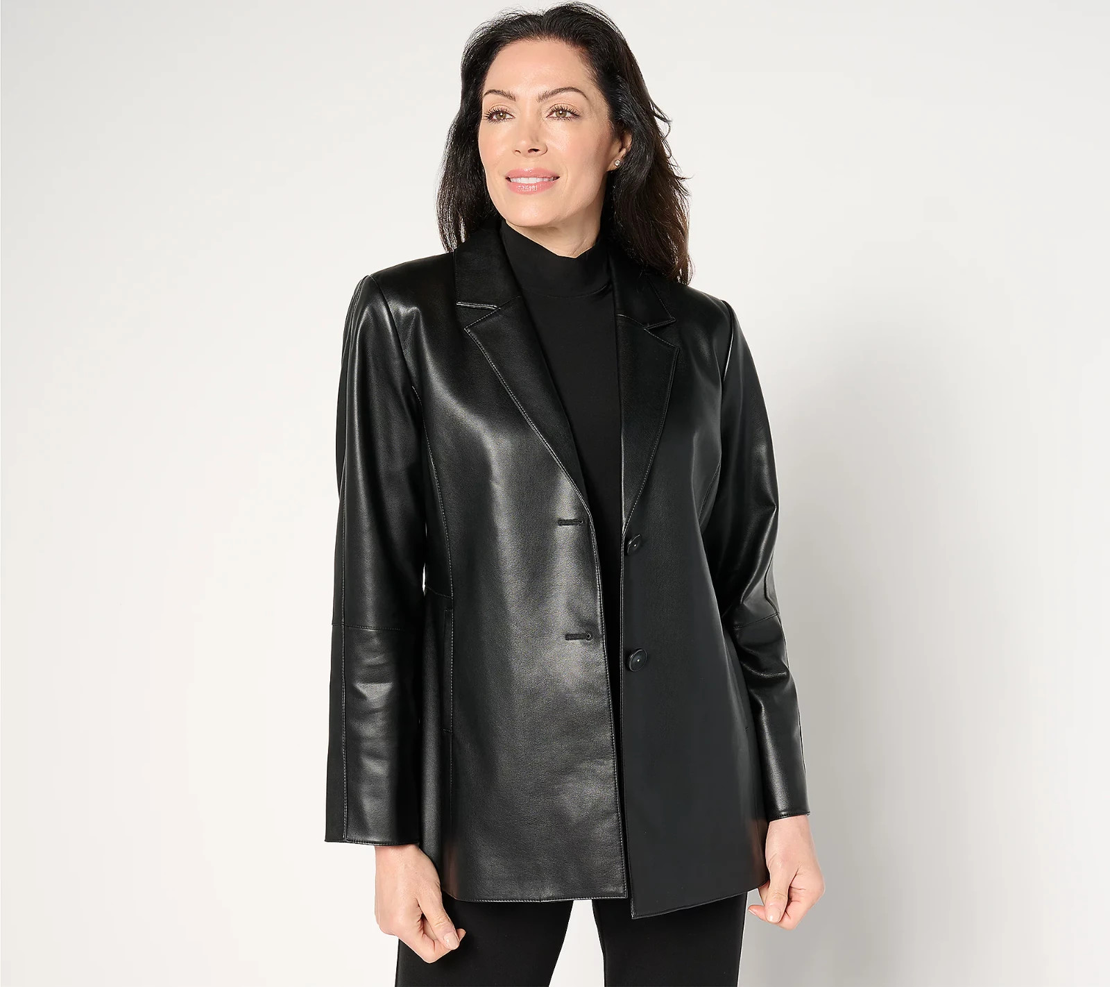 Dennis Basso Regular Luxe Faux Leather Jacket NWT A659814