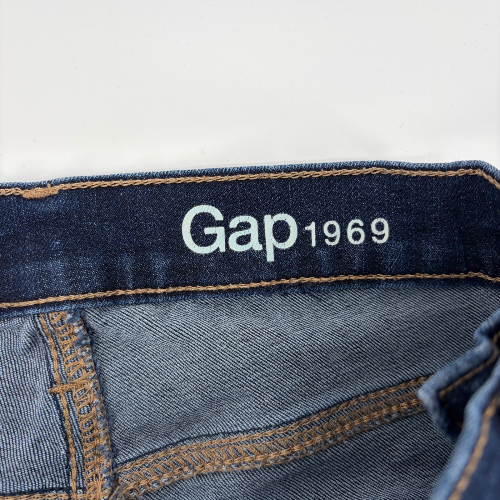Gap 1969 Resolution Skinny Flare Jeans Blue 28r High Rise Side Zip Patch Pocket