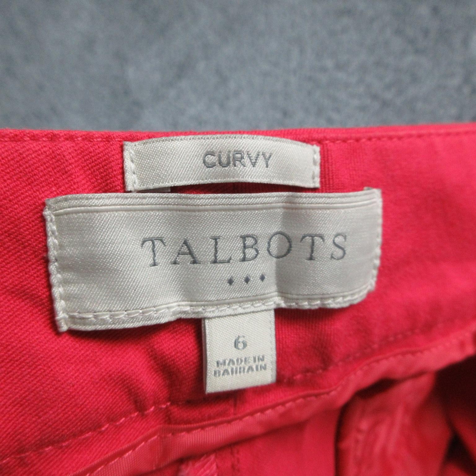 Talbots Pants Womens 6 Pink Capri Curvy Twill Flat Front Zip Button Hem 30×25.5*