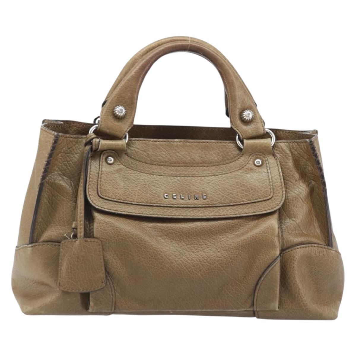 CELINE Boogie bag Hand Bag Leather Brown Silver Auth 166786