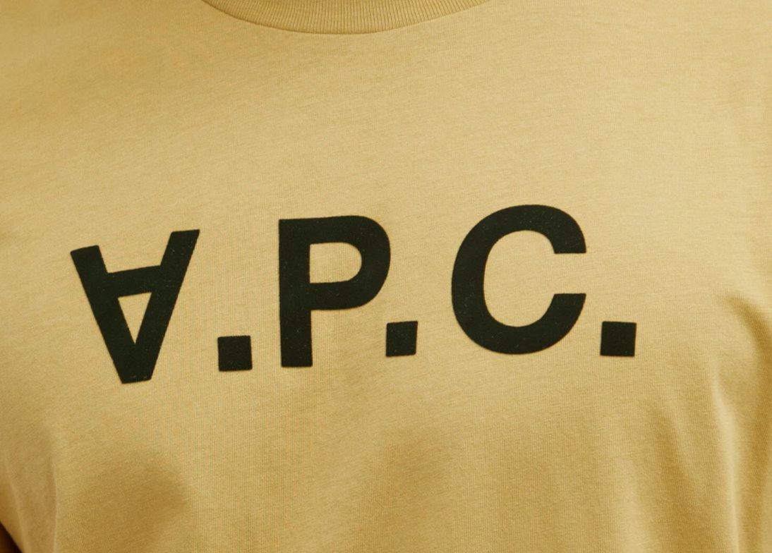 A.P.C. Men’s Green Velvet ‘VPC’ Logo Graphic T-Shirt Size L