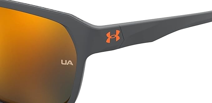New Under Armour Adult Rectangular Sunglasses DOMINATE 0KB7/50 Grey/Orange 62mm