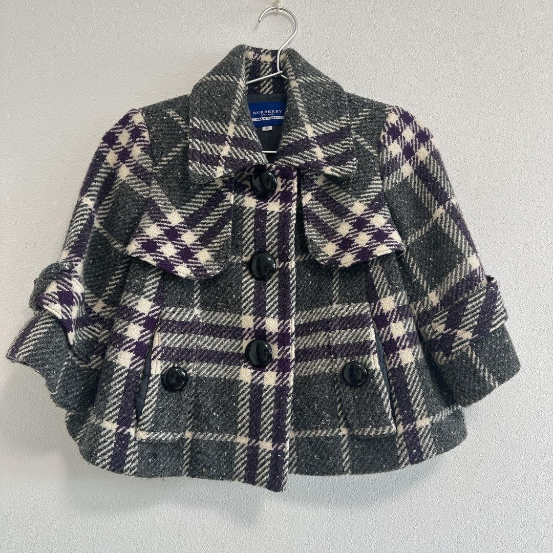 Burberry Check Coat Purple Short Length Size 38