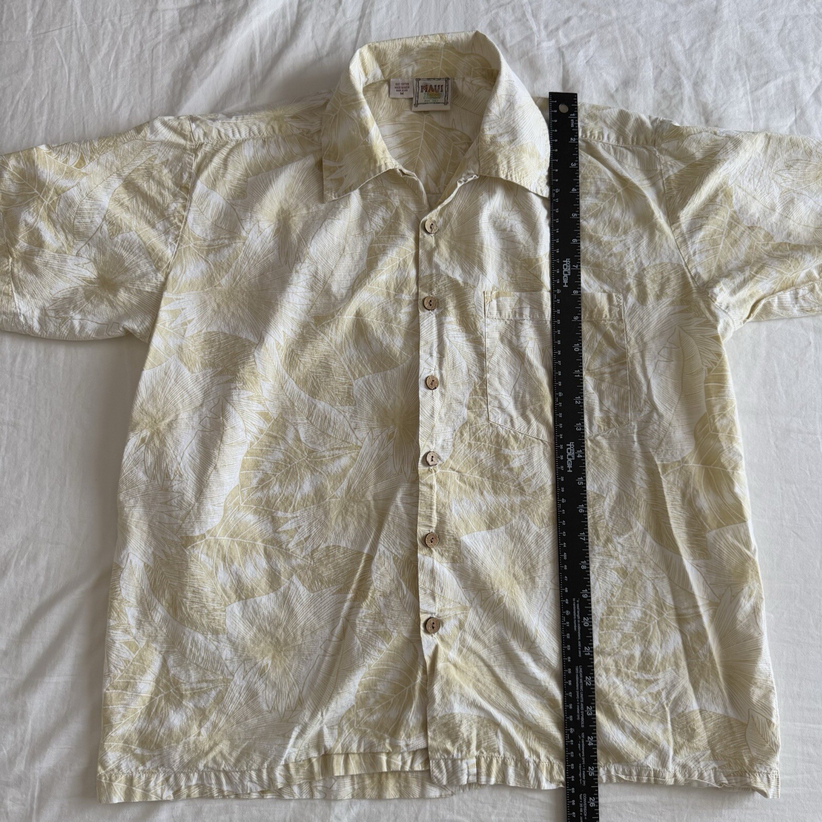 Rare Maui Trading Co Button Up Hawaiian Shirt Men’s M Yellow