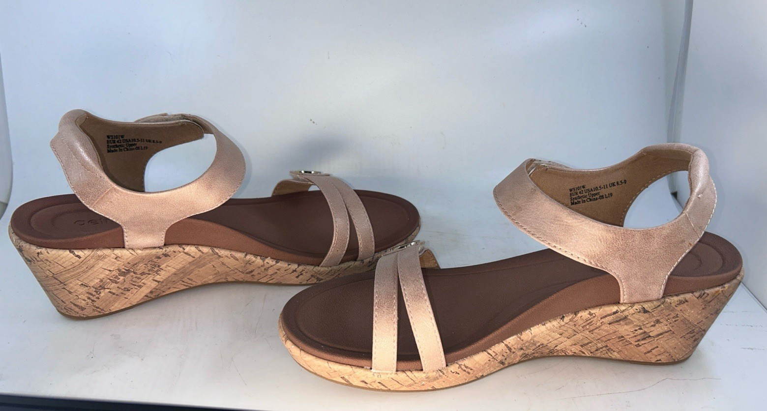 NEW Aetrex Livia Quarter Strap Wedge Orthopedic Sandal in Blush Size 10,5 11 Box