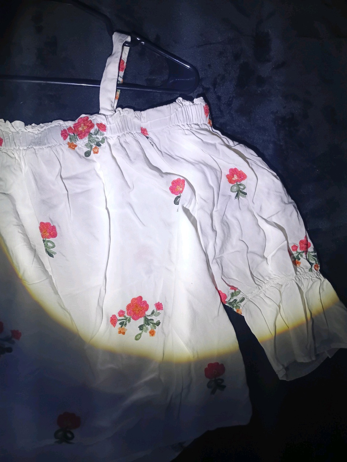 Maurices White Floral Embroidered Ruffle Off-Shoulder Blouse 3/4 Sleeve 2XL
