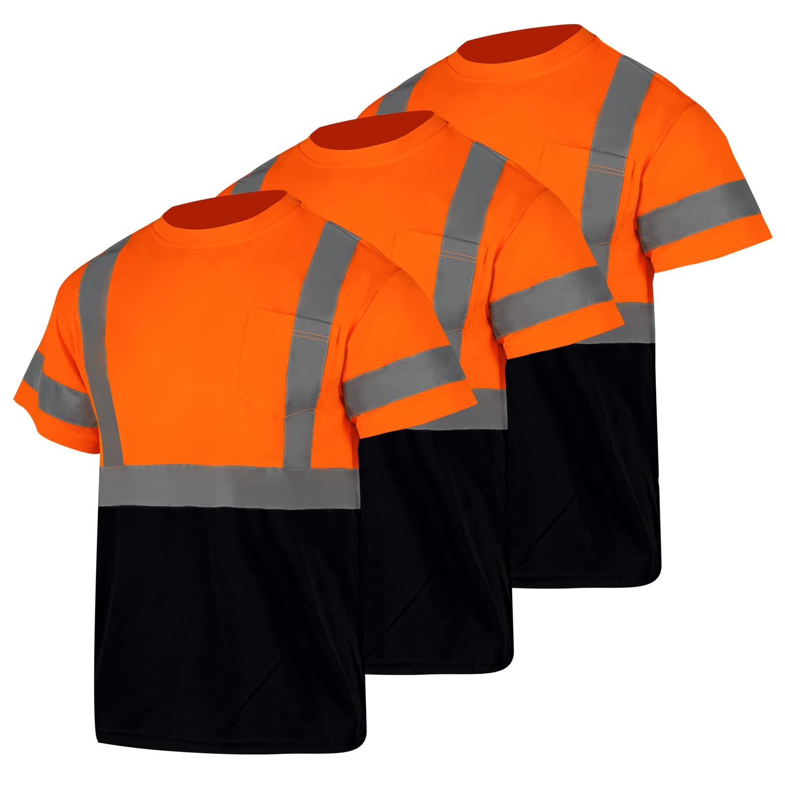3 Pack Safety Reflective High Visibility Shirt for Men ANSI Class 3 Hi Vis Co…