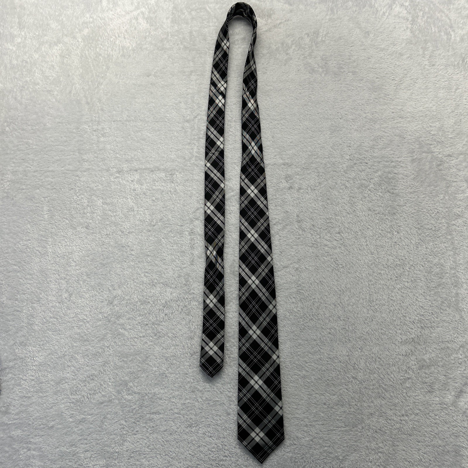 J.S Blank & Co. Black Silver Plaid Men’s Necktie 2.75”x 60” 100% Silk